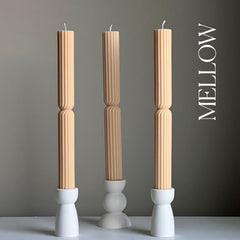 Tall Ribbed Twisted Taper Candle: Handmade Soy Dinner Candle-5