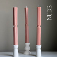 Tall Ribbed Twisted Taper Candle: Handmade Soy Dinner Candle-3