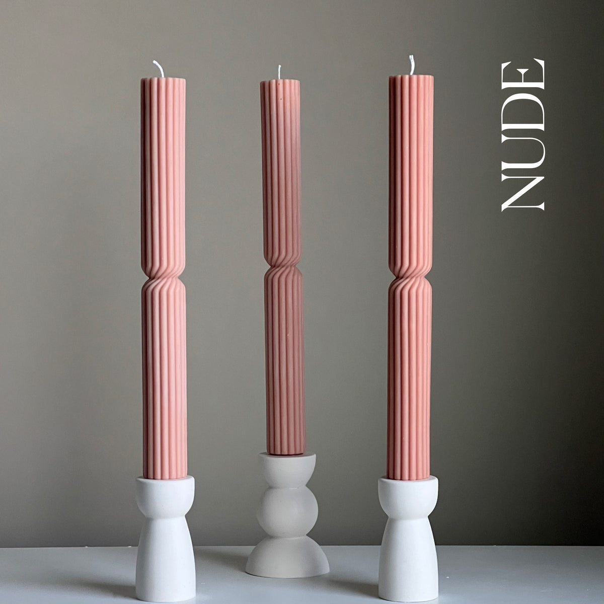 Tall Ribbed Twisted Taper Candle: Handmade Soy Dinner Candle-3