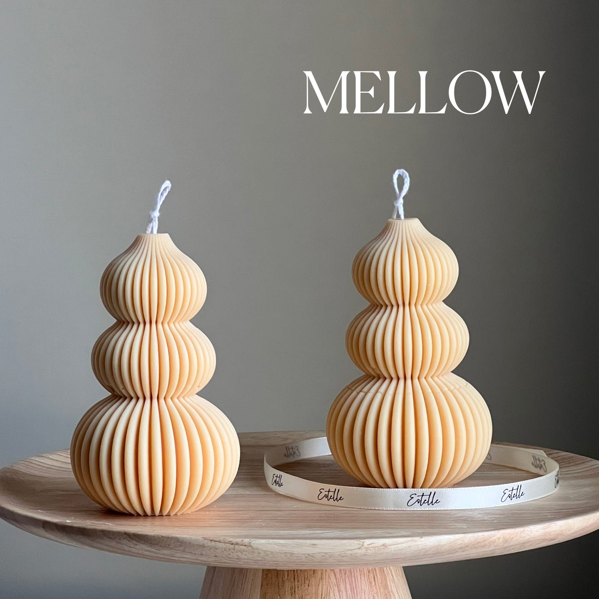 Ribbed Wavy Pillar Candle: Sculptural Soy Candle, Custom Color & Scent-4