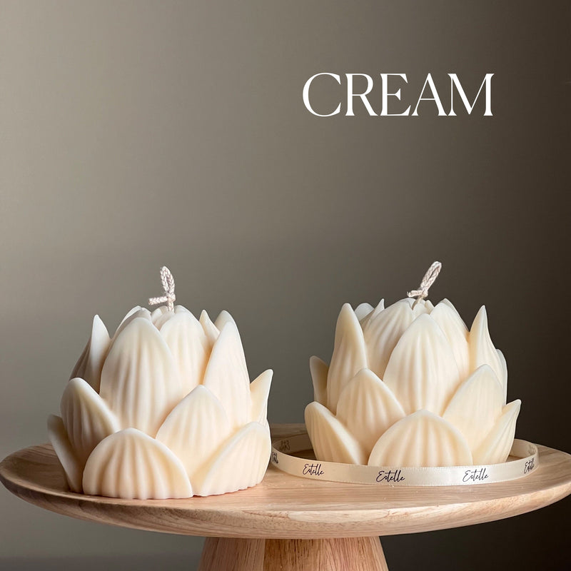 Large Lotus Soy Candle: Handmade Home Decor Gift-4