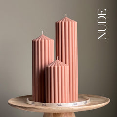 Ribbed Peak Pillar Candle Trio | Vegan Soy Wax, Aesthetic Decor-3