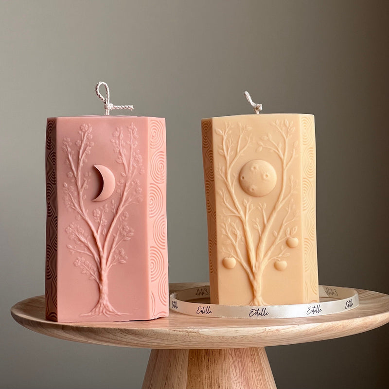 Moon Seasons Triangle Soy Candle | Handmade Pillar Candle-1