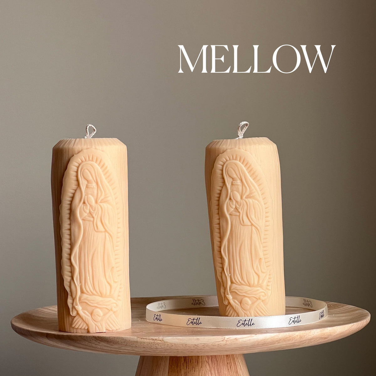 Mother Mary Soy Pillar Candle: Sculptural Catholic Candle-4