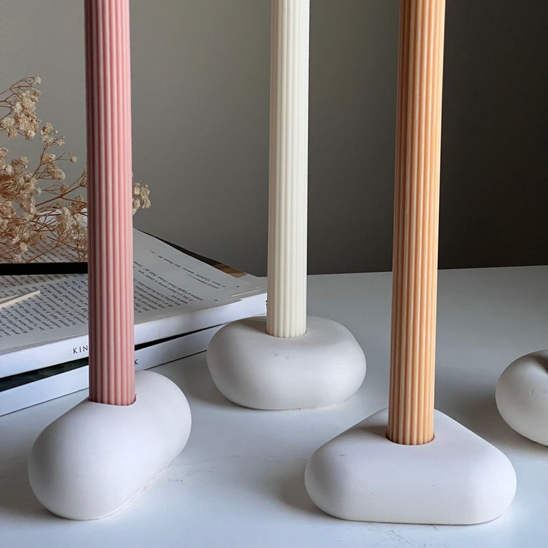 Geometric Jesmonite Candlestick Holder: Minimalist Table Decor-3