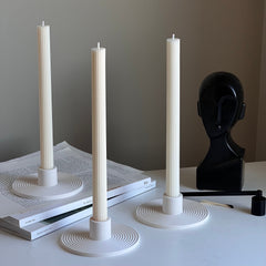 Minimalist Jesmonite Candlestick Holder: Round Taper Candle Decor-1