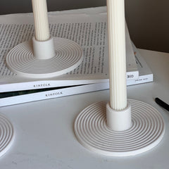 Minimalist Jesmonite Candlestick Holder: Round Taper Candle Decor-2