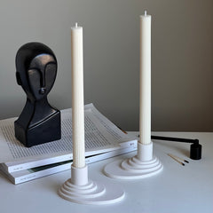Minimalist Jesmonite Candlestick Holder: Modern Table Decor-1