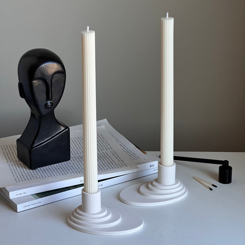 Minimalist Jesmonite Candlestick Holder: Modern Table Decor-1