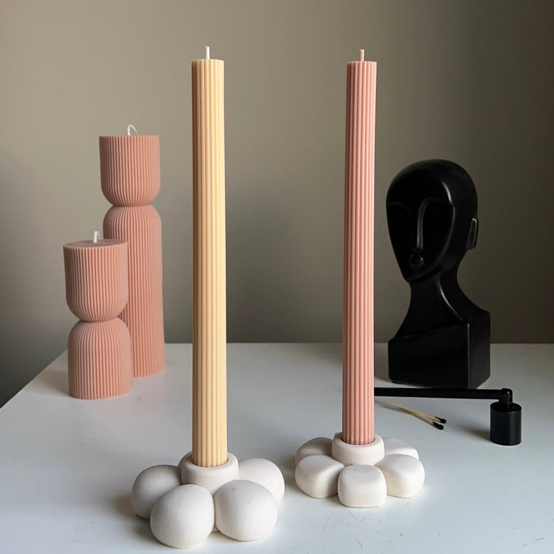 Jesmonite Flower Candlestick Holder: Handmade Table Decor-4