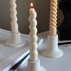 Round Jesmonite Candlestick Holder: Minimalist Table Decor-4