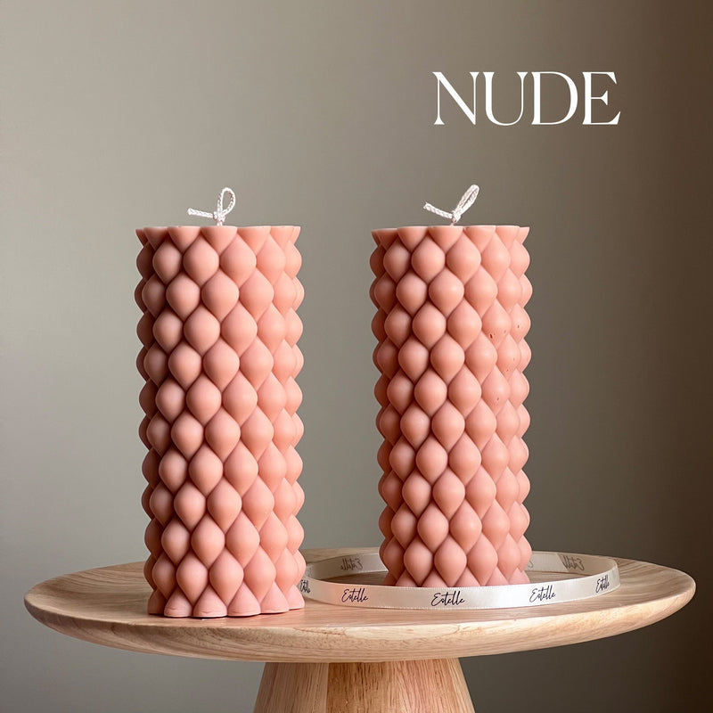 Tall Bubble Soy Pillar Candle | Minimalist Home Decor-2