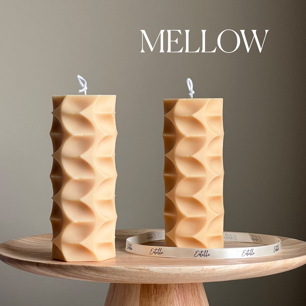 Geometric Soy Pillar Candle: Sculptural Home Decor-4