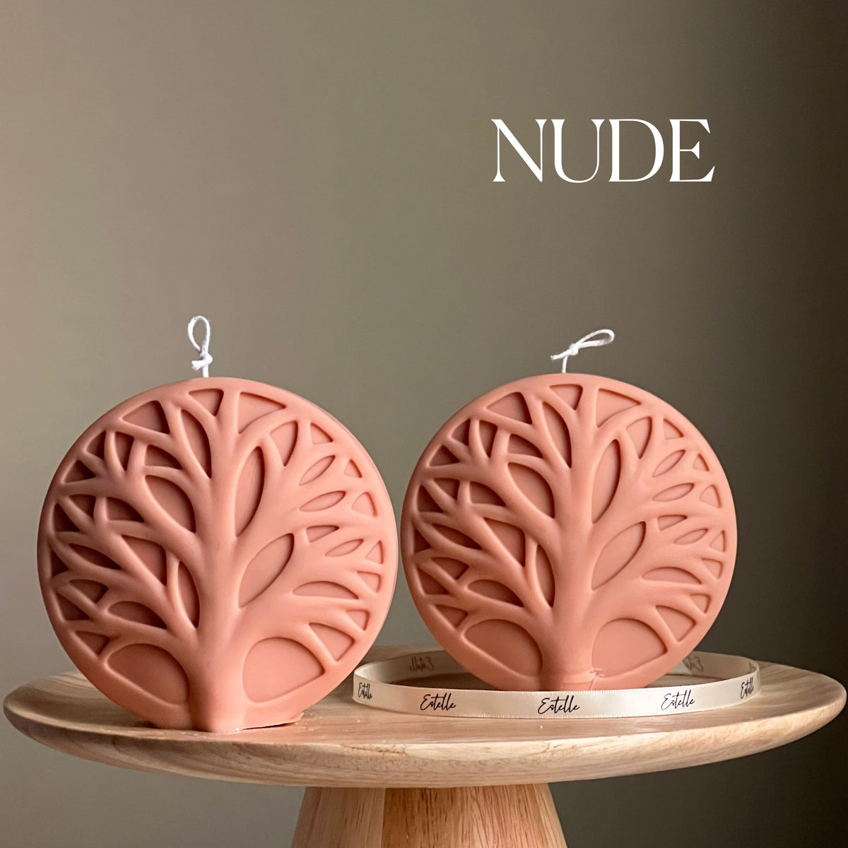 Handmade Round Tree Medallion Candle | Decorative Pillar Candle-2