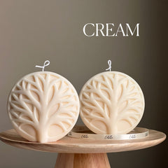 Handmade Round Tree Medallion Candle | Decorative Pillar Candle-3