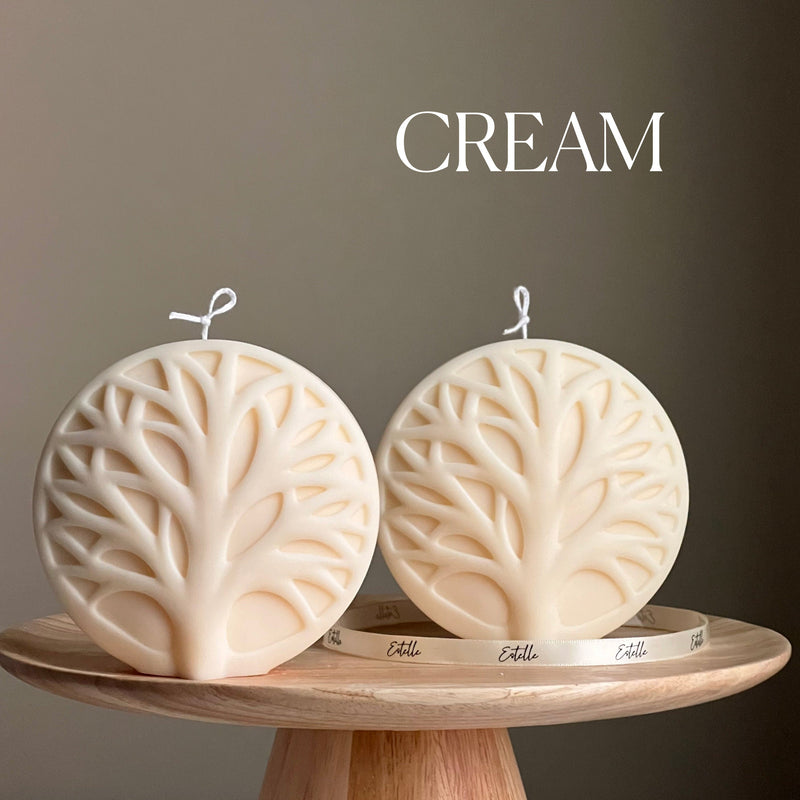 Handmade Round Tree Medallion Candle | Decorative Pillar Candle-3