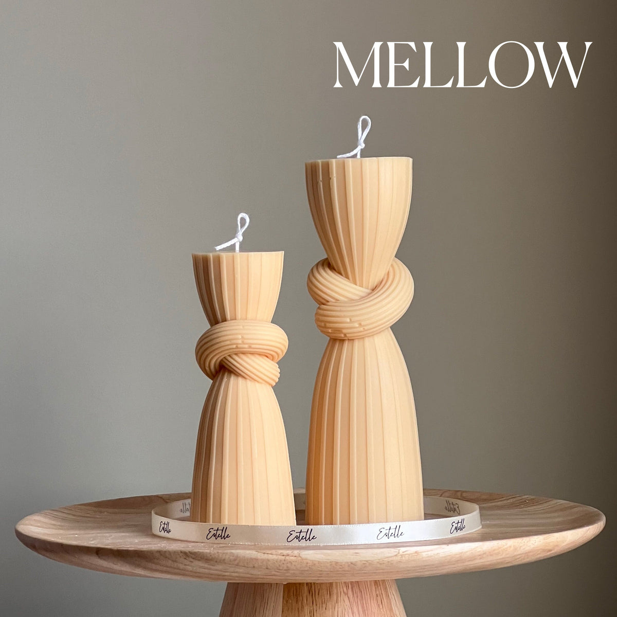 Knot Pillar Candle Set: Ribbed Soy Wax Candle, Home Decor-4