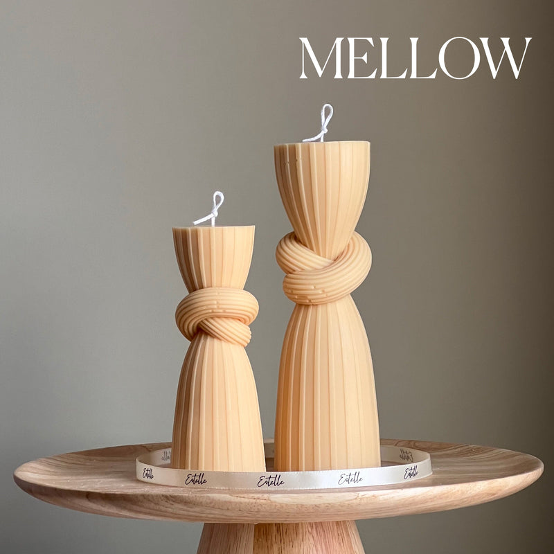 Knot Pillar Candle Set: Ribbed Soy Wax Candle, Home Decor-4