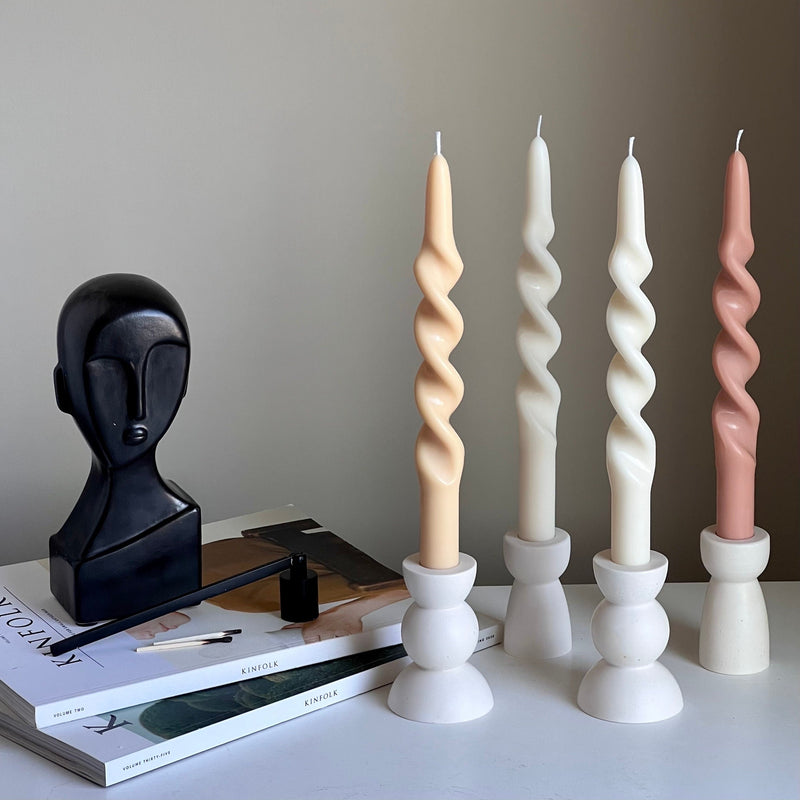 Twisted Taper Candle: Handmade Soy Wax Dinner Candle-1