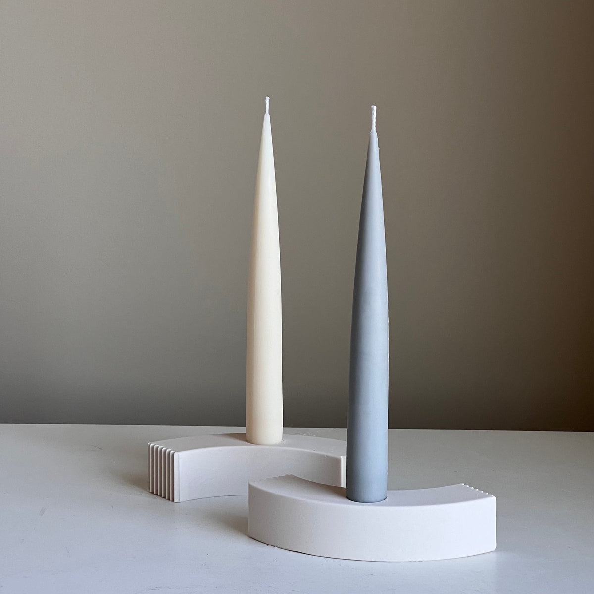 Minimal Jesmonite Candlestick Holder: Geometric Taper Candle Decor-3