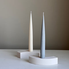 Minimal Jesmonite Candlestick Holder: Geometric Taper Candle Decor-3