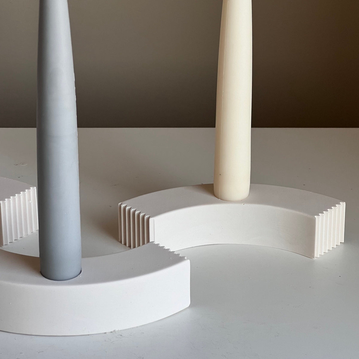 Minimal Jesmonite Candlestick Holder: Geometric Taper Candle Decor-4