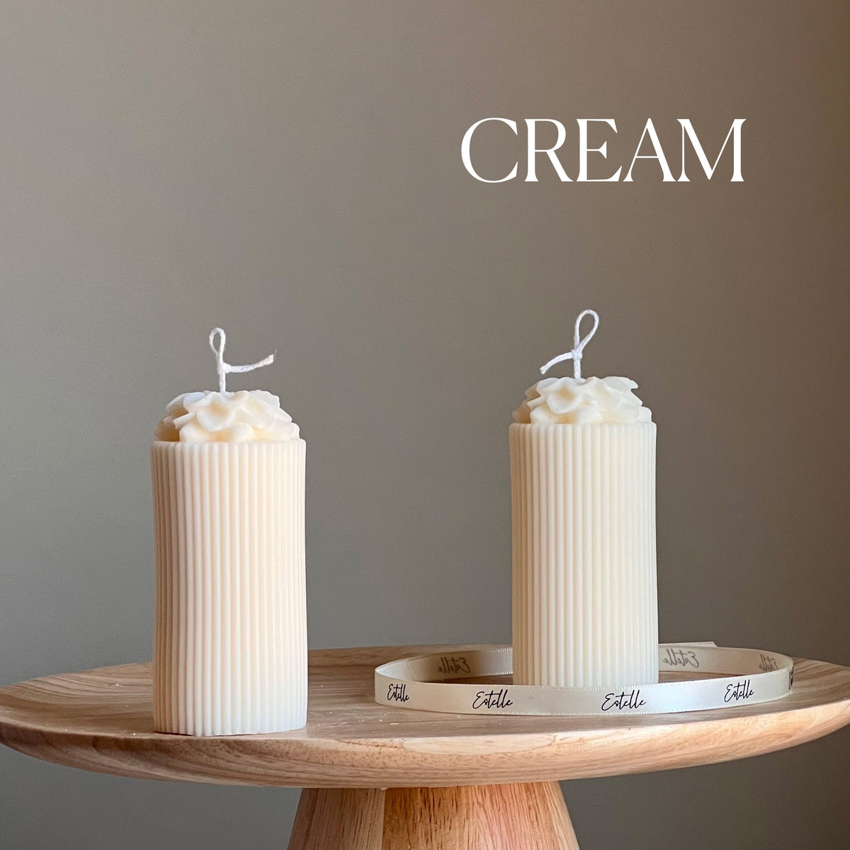 Sculptural Flower Soy Pillar Candle: Minimalist Home Decor-4