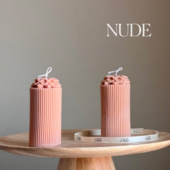 Sculptural Flower Soy Pillar Candle: Minimalist Home Decor-3