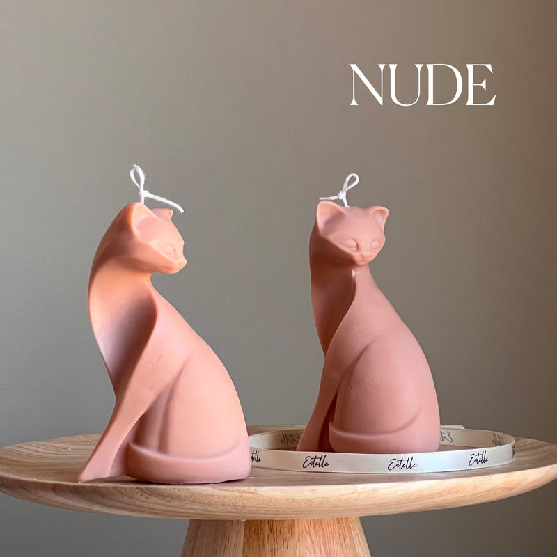 Handmade Soy Cat Candle | Unscented Decorative Pillar-2