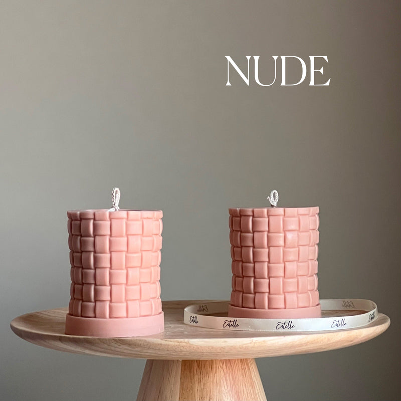 Large Knitted Soy Pillar Candle | Custom Color & Scent-2
