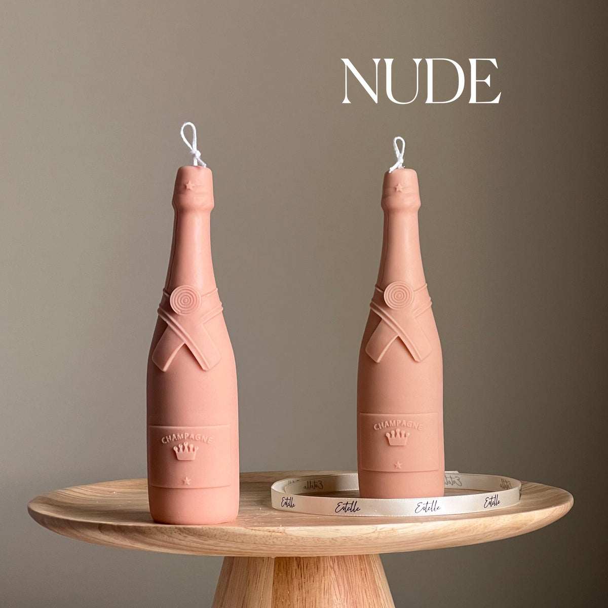 Champagne Bottle Candle: Decorative Soy Pillar Candle-2