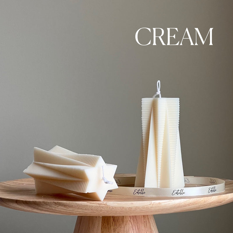 Ribbed Star Soy Pillar Candle: Minimalist Home Decor-3