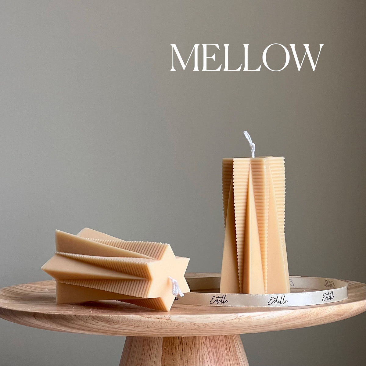 Ribbed Star Soy Pillar Candle: Minimalist Home Decor-4