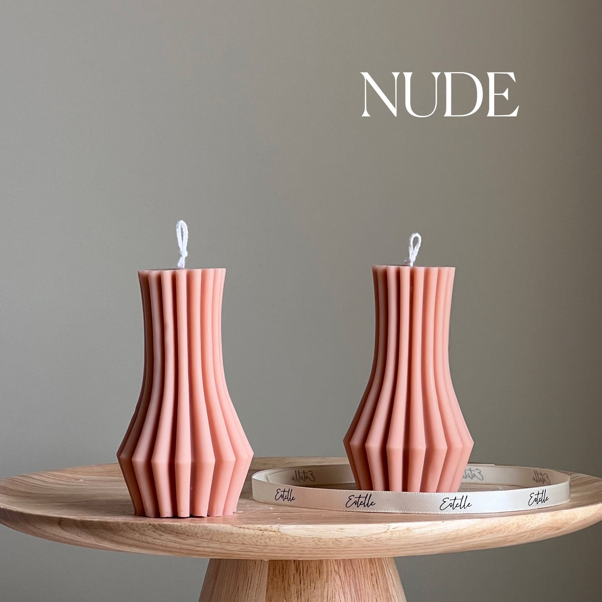 Ribbed Soy Pillar Candle: Sculptural Home Decor-2
