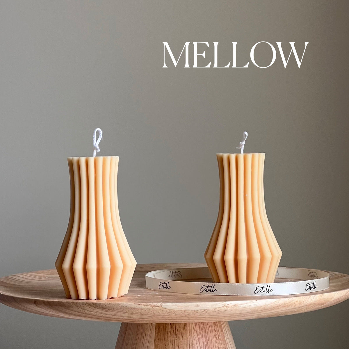 Ribbed Soy Pillar Candle: Sculptural Home Decor-4