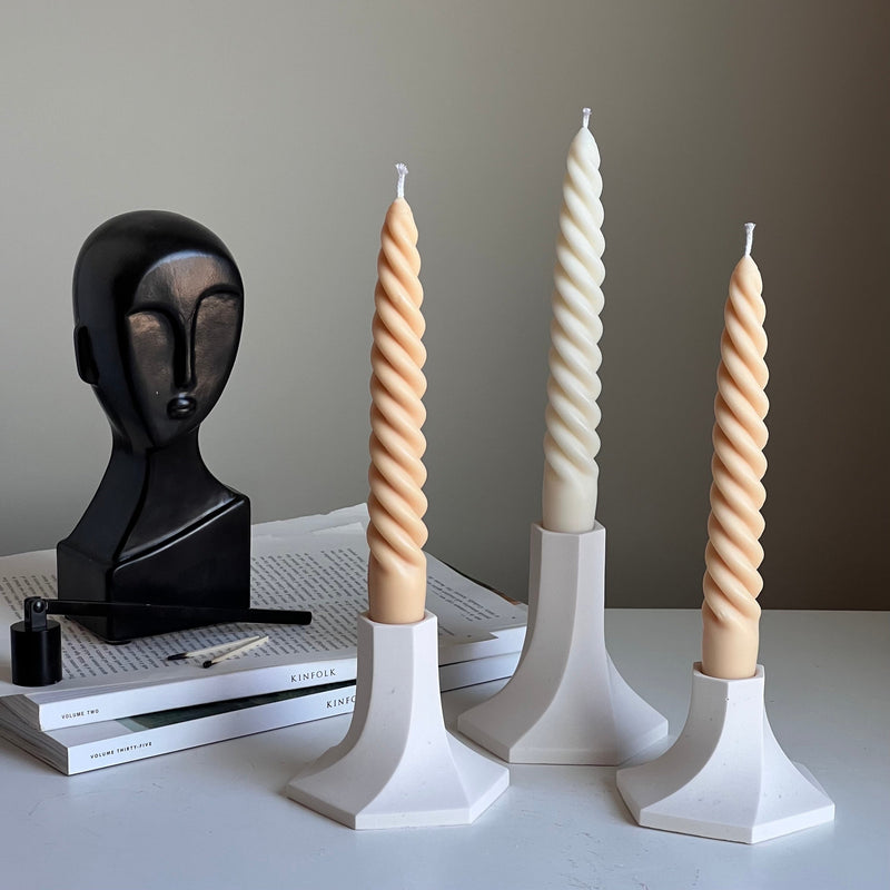 Swirl Candlestick Holder: Jesmonite Table Decor-1