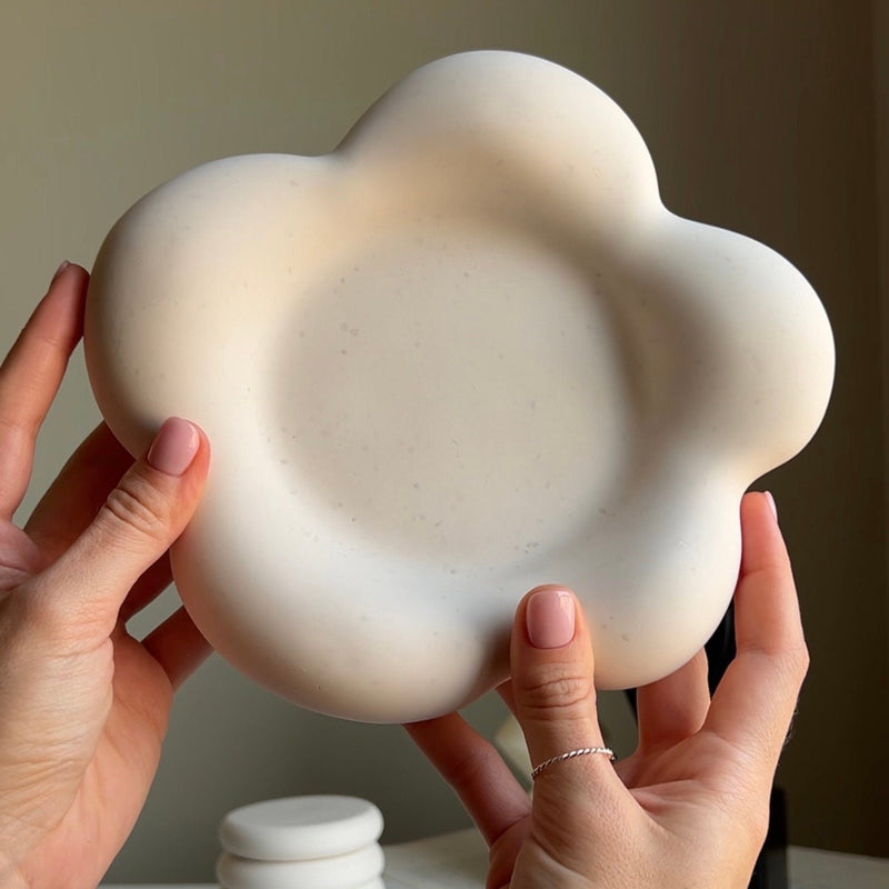 Big Flower Jesmonite Trinket Tray: Scandi Home Decor-2