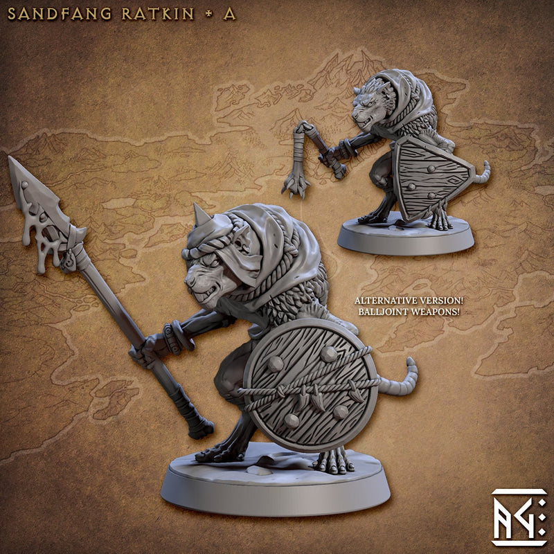 Sandfang Ratkins  28/32mm mini set - Artisan Guild | Animal | Rat | Mouse | Fighter | Ratfolk | Barbarian | Pathfinder | Wargaming | Rogue-3