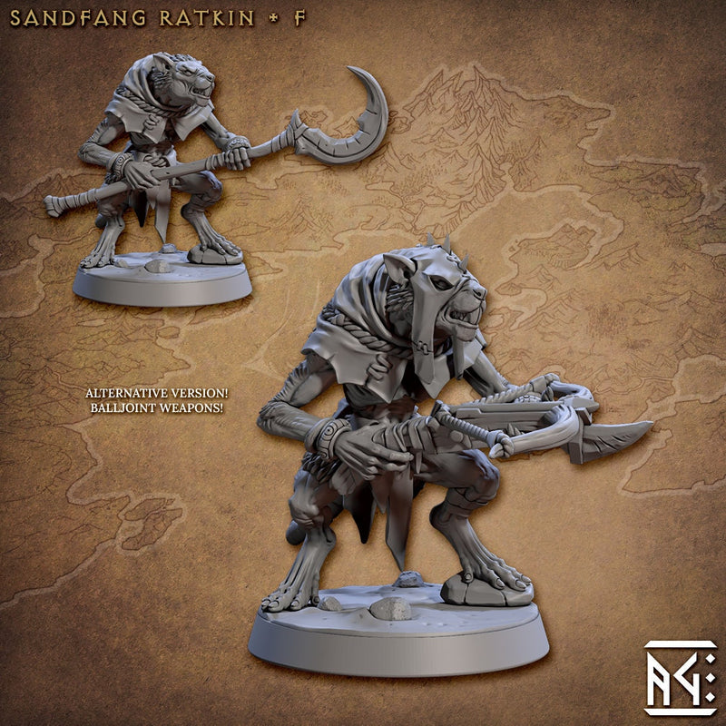 Sandfang Ratkins  28/32mm mini set - Artisan Guild | Animal | Rat | Mouse | Fighter | Ratfolk | Barbarian | Pathfinder | Wargaming | Rogue-8