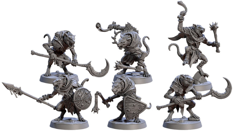 Sandfang Ratkin complete  28/32mm mini set- Artisan Guild | Animal | Rat | Unit | Fighter | Ratfolk | Wizard | Pathfinder | Wargaming | Hero-8