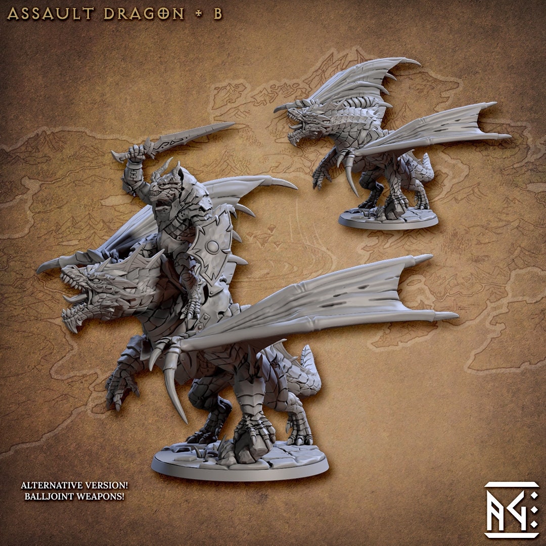 Draconic Assault Dragons mini set - Artisan Guild | DnD | Dragon | Flying | Dragonborn | Fighter | Barbarian | Pathfinder | Wargaming, Drake-4