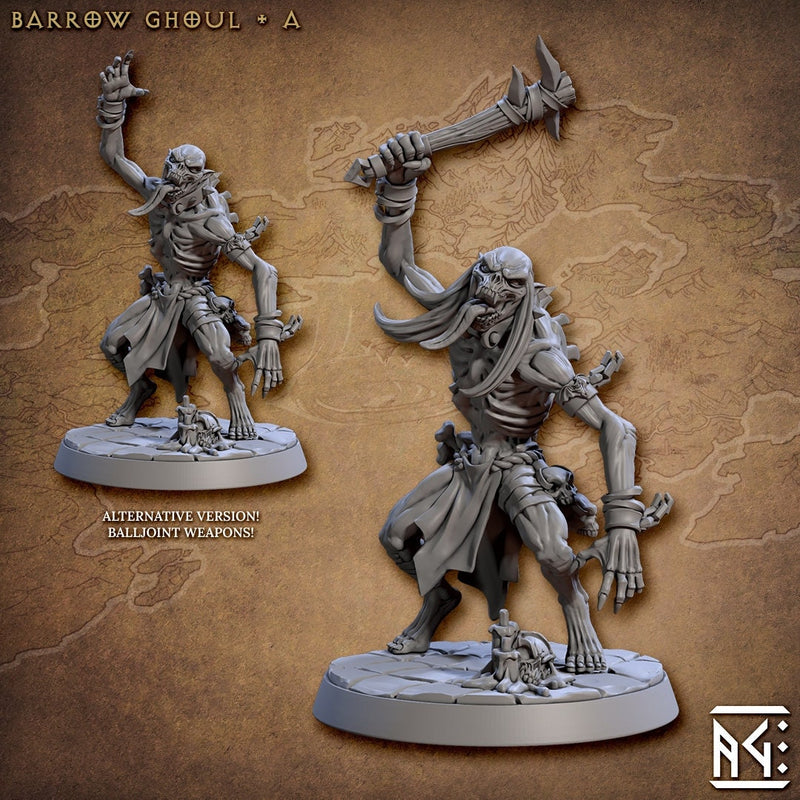 Barrow Ghouls  28/32mm mini set - Artisan Guild | Zombie | Undead | Necromancer | Lich | Monster | Fantasy | Pathfinder | Wargaming | Grave-3