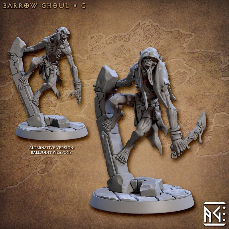 Barrow Ghouls  28/32mm mini set - Artisan Guild | Zombie | Undead | Necromancer | Lich | Monster | Fantasy | Pathfinder | Wargaming | Grave-5