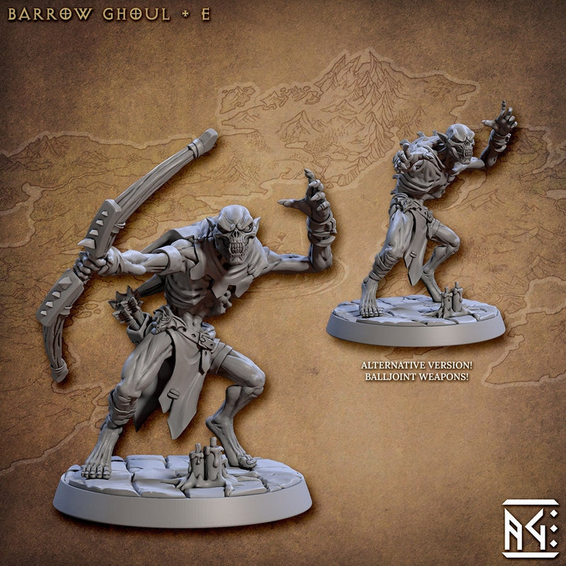 Barrow Ghouls  28/32mm mini set - Artisan Guild | Zombie | Undead | Necromancer | Lich | Monster | Fantasy | Pathfinder | Wargaming | Grave-7