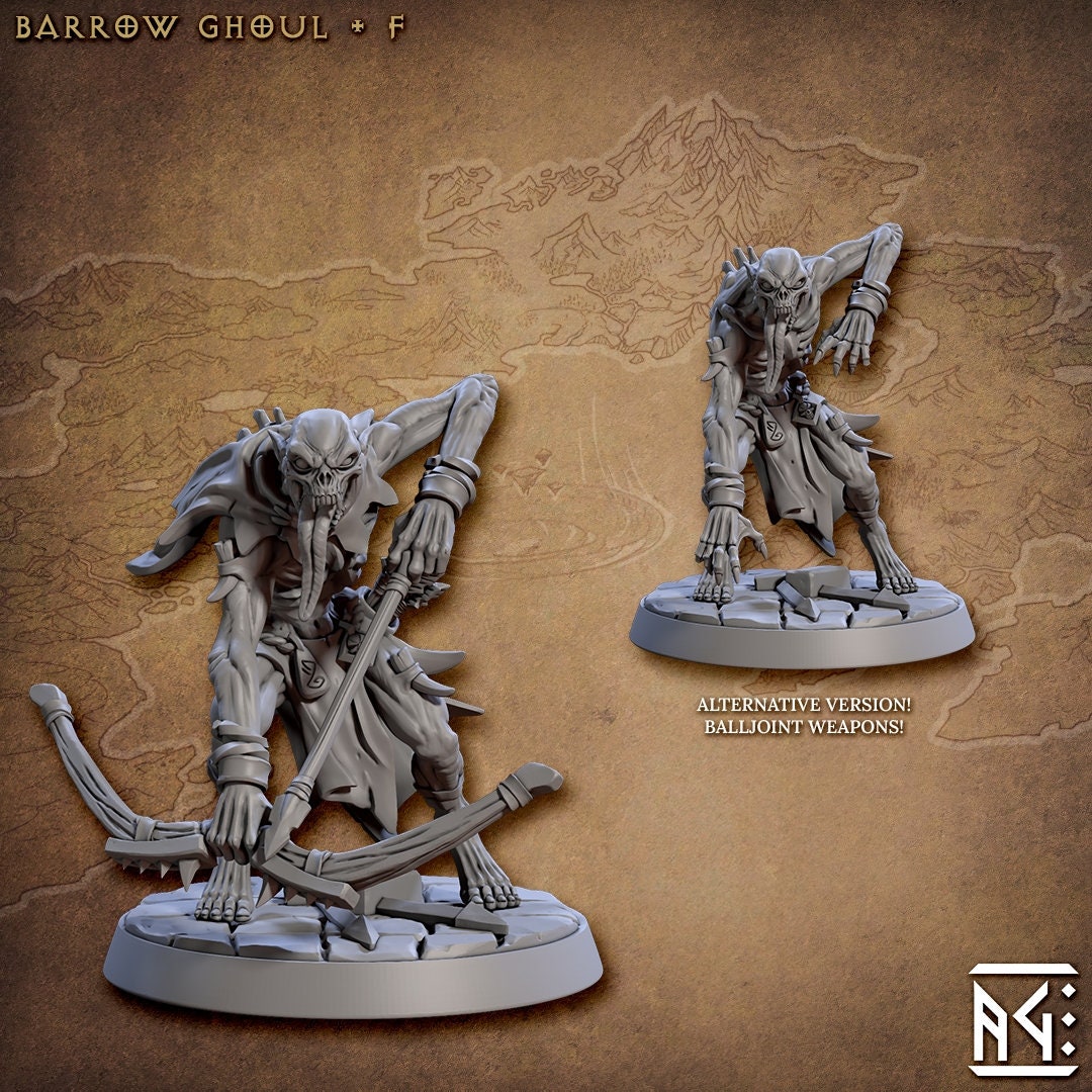 Barrow Ghouls  28/32mm mini set - Artisan Guild | Zombie | Undead | Necromancer | Lich | Monster | Fantasy | Pathfinder | Wargaming | Grave-8
