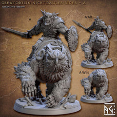 Greatgoblin Owlbear Cavalry Mini Set - Artisan Guild, DnD | Male | Fighter, Animal, Hobgoblin, Pathfinder | Orc | Wargaming | Goblin | Mount-5