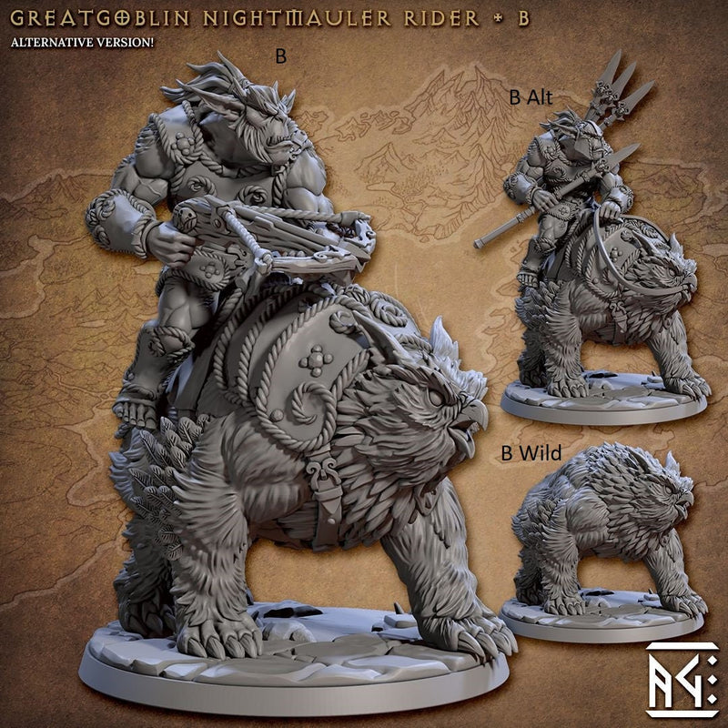 Greatgoblin Owlbear Cavalry Mini Set - Artisan Guild, DnD | Male | Fighter, Animal, Hobgoblin, Pathfinder | Orc | Wargaming | Goblin | Mount-6
