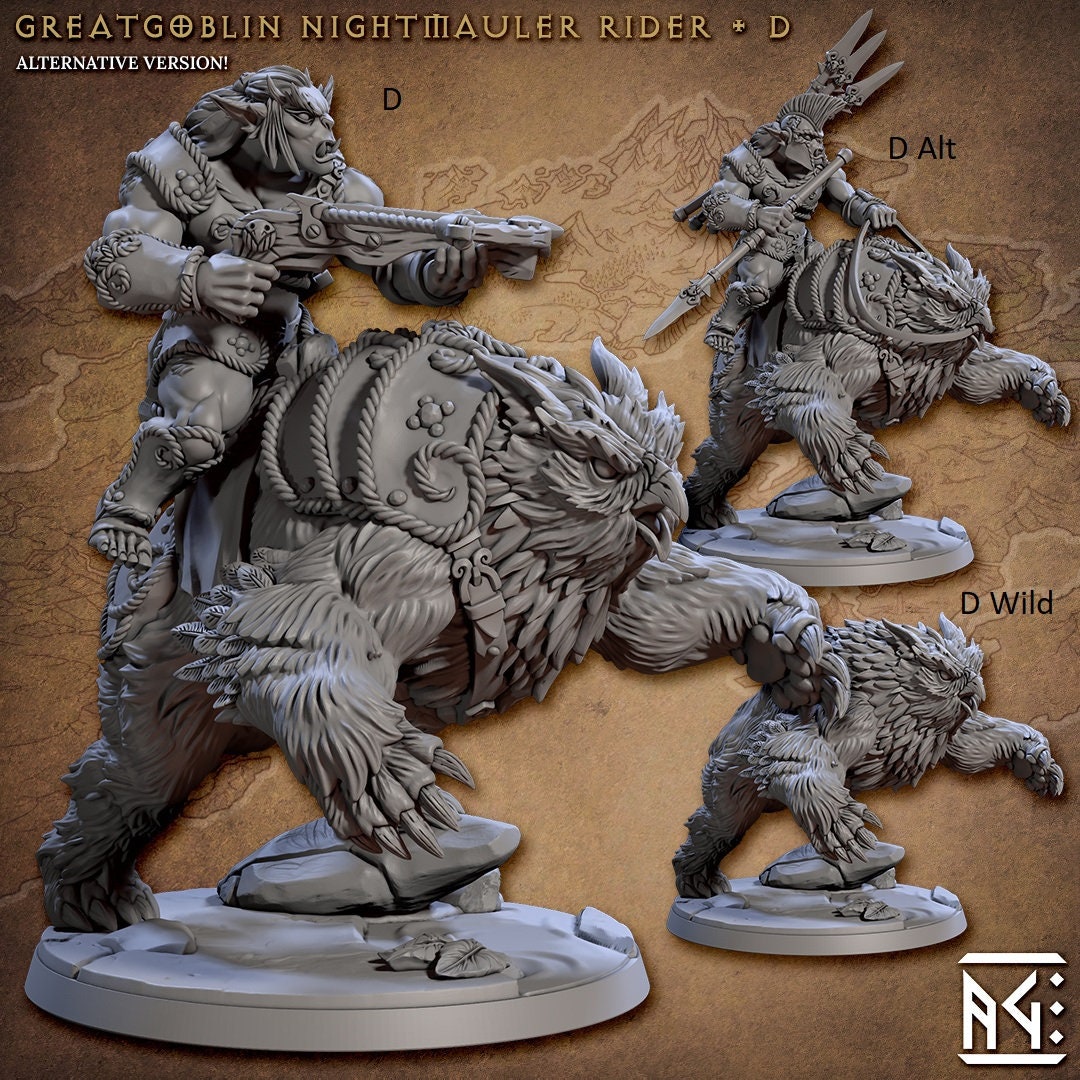Greatgoblin Owlbear Cavalry Mini Set - Artisan Guild, DnD | Male | Fighter, Animal, Hobgoblin, Pathfinder | Orc | Wargaming | Goblin | Mount-8