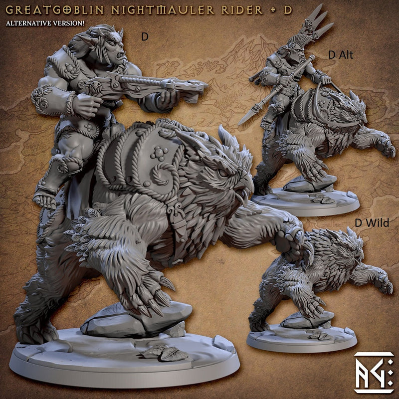Greatgoblin Owlbear Cavalry Mini Set - Artisan Guild, DnD | Male | Fighter, Animal, Hobgoblin, Pathfinder | Orc | Wargaming | Goblin | Mount-8