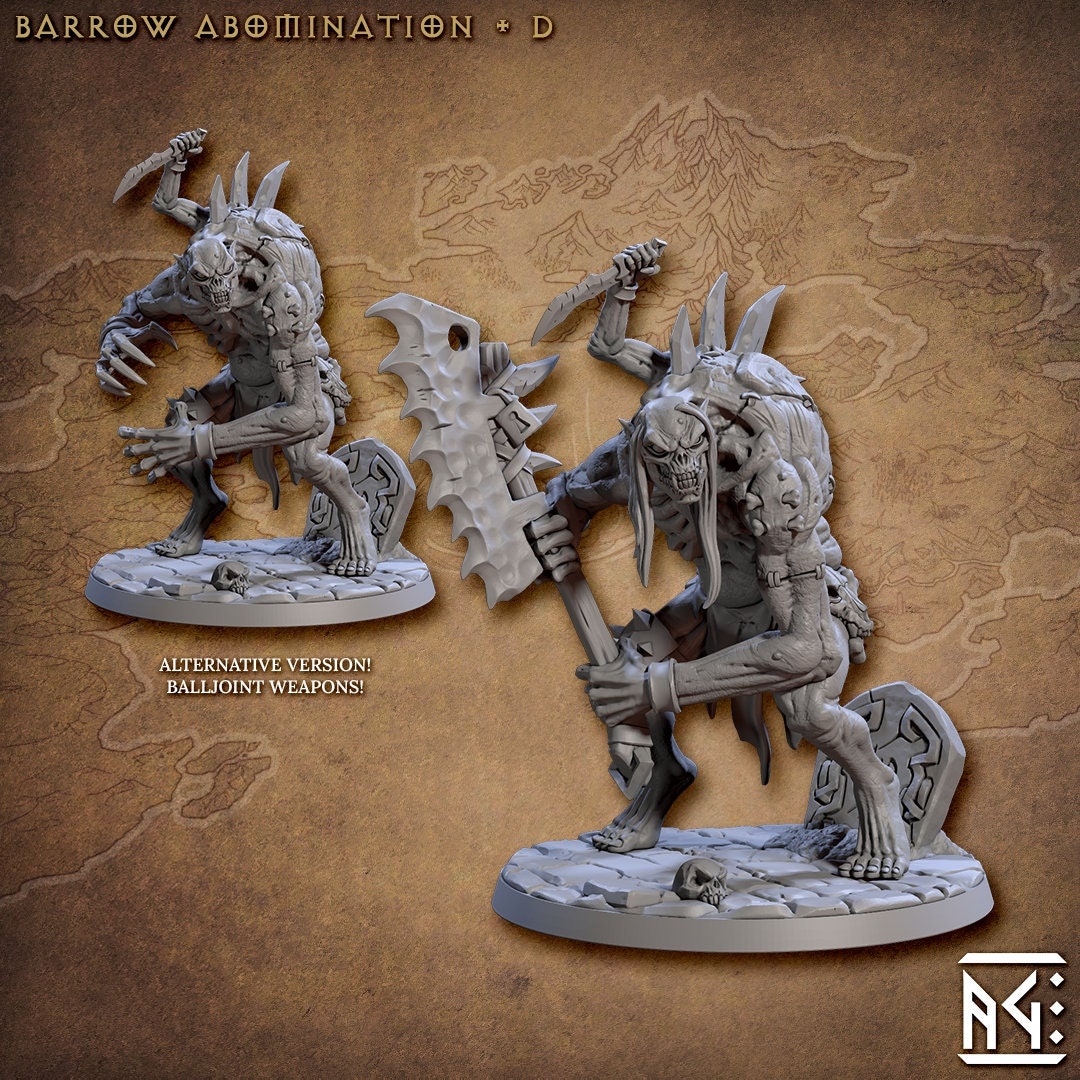 Barrow Abominations  28/32mm mini set - Artisan Guild | Zombie | Undead | Necromancer | Lich | Monster | Fantasy | Pathfinder | Wargaming-6